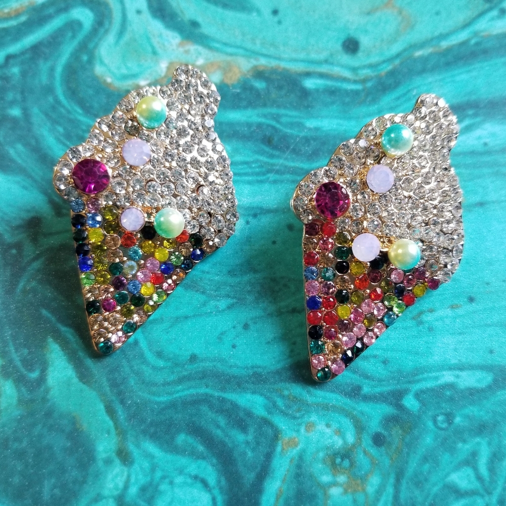 Colorful Rhinestone Earrings - Picture 6 of 6